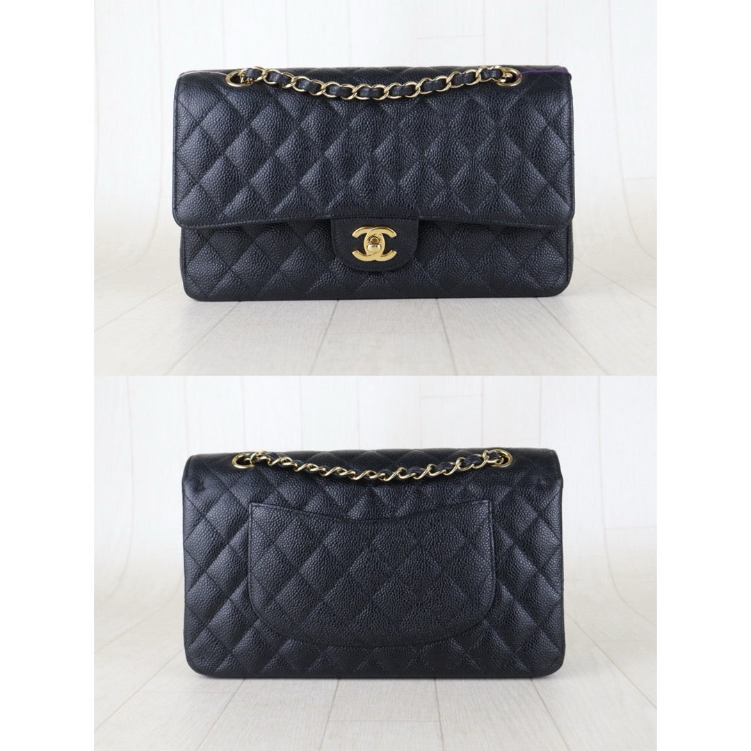 Include Entrupy Certificate of Authenticity｜Very Good ( Rank A)｜ CHANEL Caviar Skin Calf Leather Chain Double Flap 25 Shoulder Bag  Black Made In 2013-2014Year｜S26072602