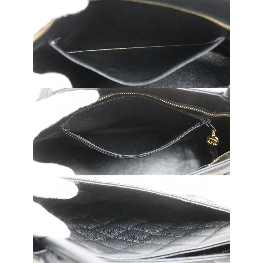 Very Good ( Rank A) ｜ CHANEL Caviar Skin Leather Calf Leather Tote Bag Black Made In 2000～2002 Year｜24122615