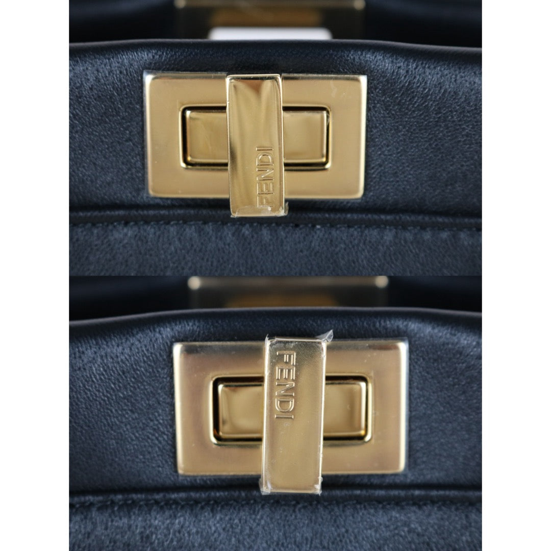 Excellent（Rank SA） ｜ FENDI Calf Leather Peekapoo iconic mini Handbag With Shoulder Bag Black｜S25111802