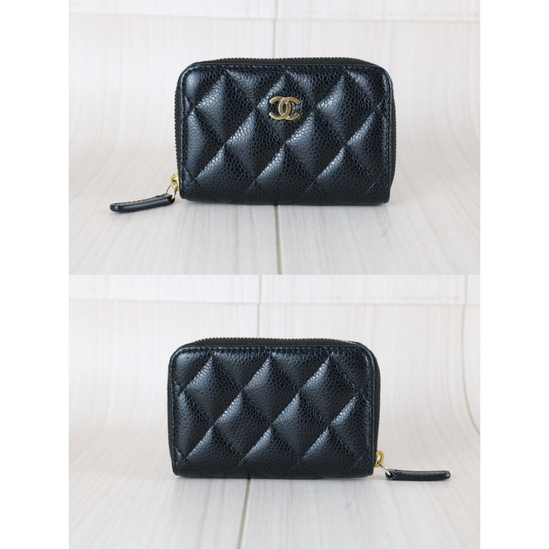 Very Good ( Rank A) ｜CHANEL Caviar Skin Calf Leather Coin Purse Black Made In 2017~2018 Year｜X25060310