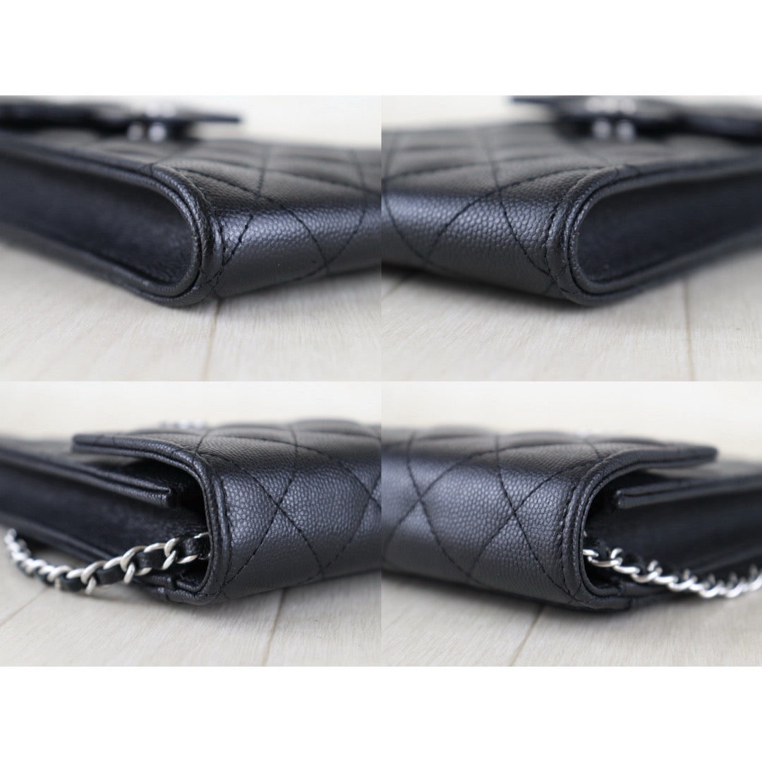 Include Entrupy Certificate of Authenticity｜Very Good（Rank A）｜CHANEL Caviar Skin  Flap Phone Holder Chain Shoulder Bag Black Made In 2021-2022 Year ｜S26090742