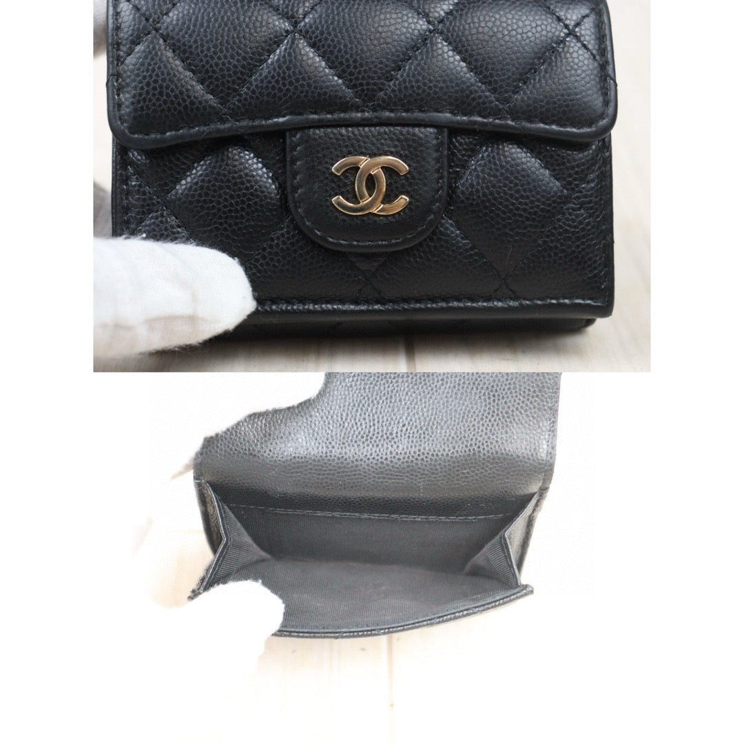 Very Good ( Rank A)｜Chanel Caviar Skin Black Wallet Made In 2021-2022Year｜24102415