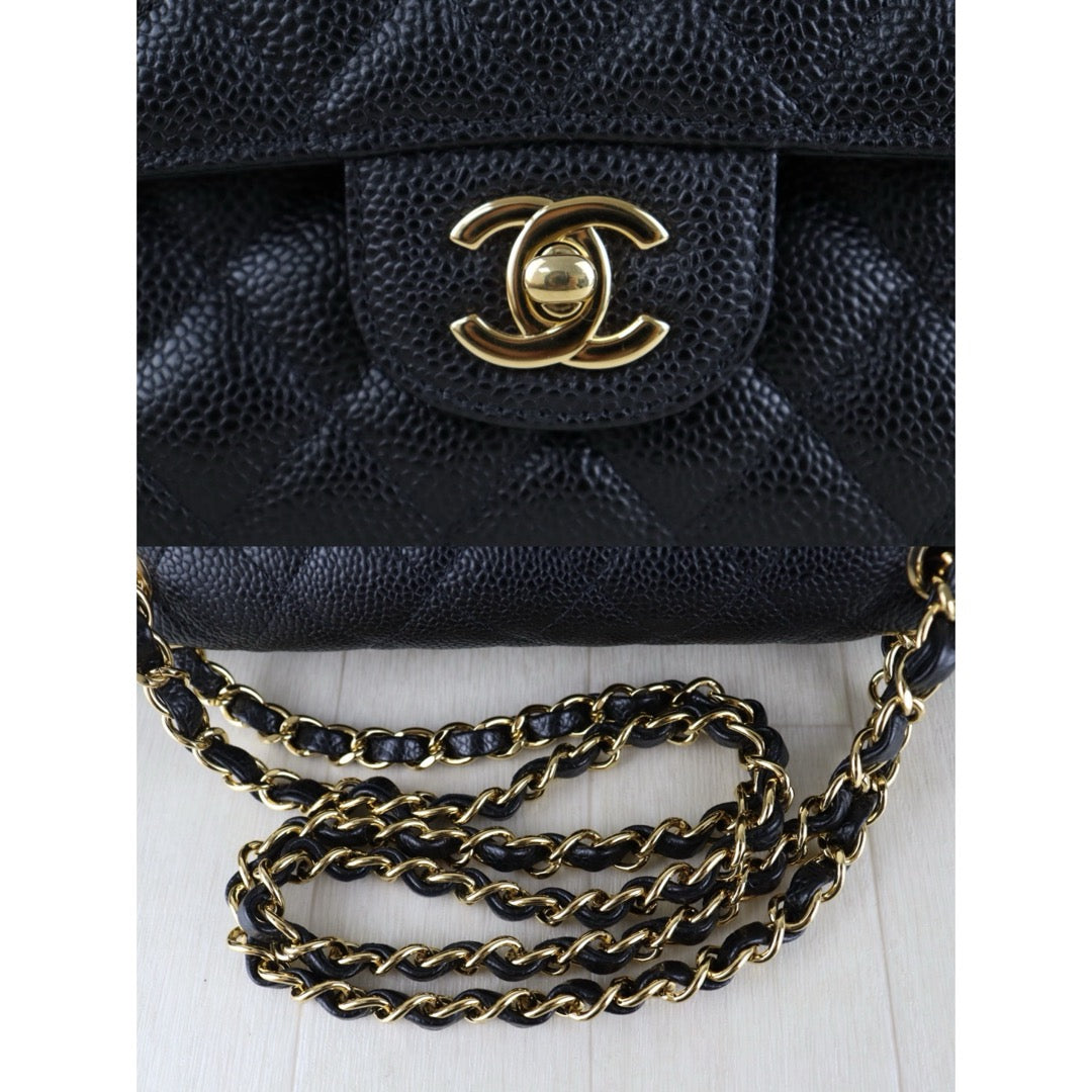 Include Entrupy Certificate of Authenticity｜Very Good ( Rank A)｜ CHANEL Caviar Skin Matrasse Chain Double Flap 25 Shoulder Bag  Black Made In 2014Year｜S26072546