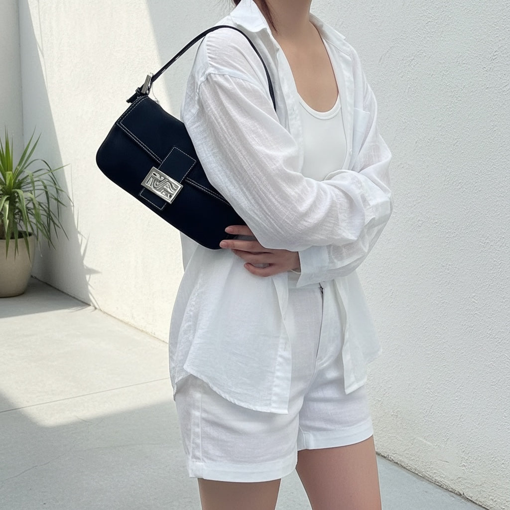 Include Entrupy Certificate of Authenticity｜Good ( Rank AB)｜  FENDI Denim Baguette Shoulder Bag  ｜S26060616
