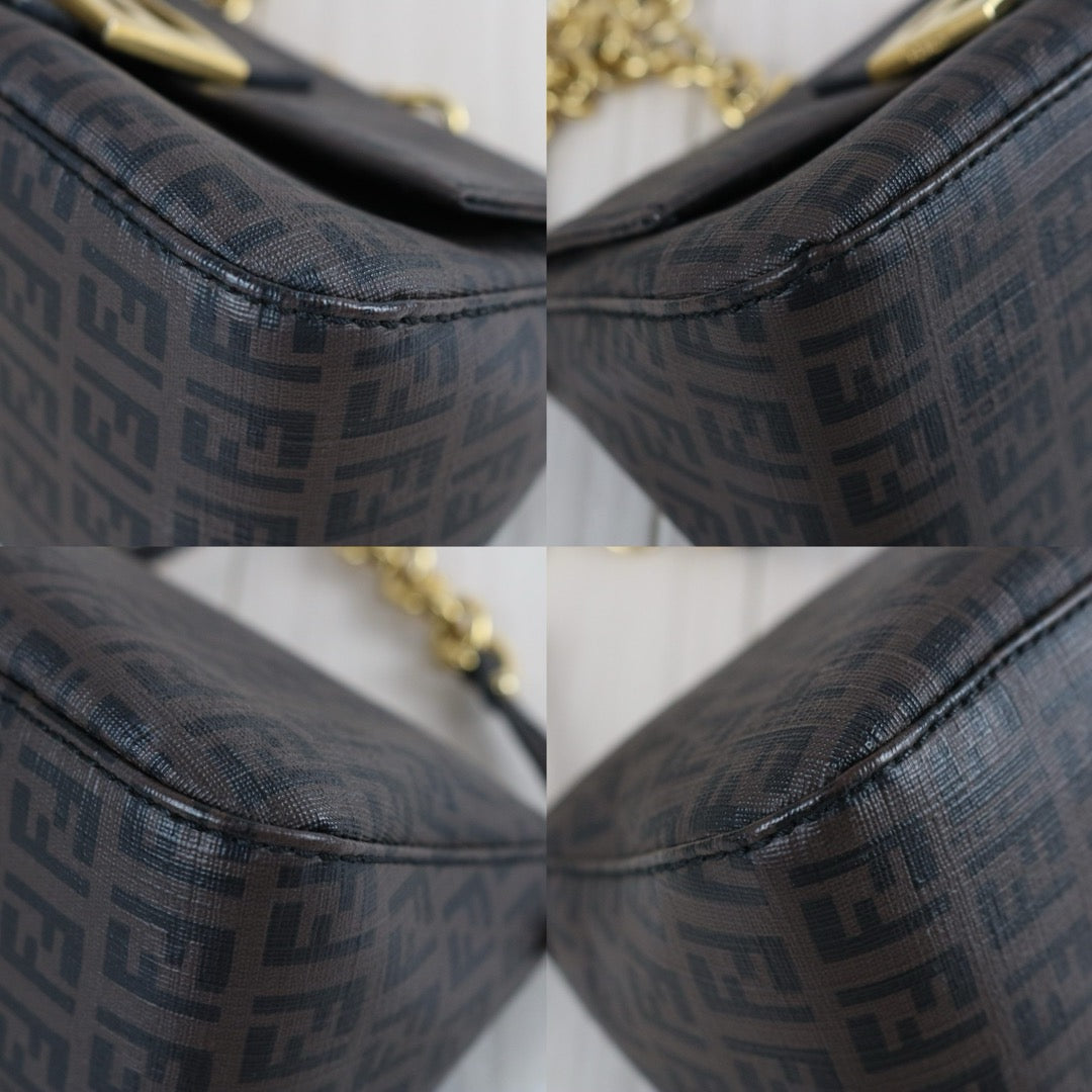 Include Entrupy Certificate of Authenticity｜Good ( Rank AB)｜ FENDI Zucca Mamma Baguette Shoulder Bag Brown｜S26073109