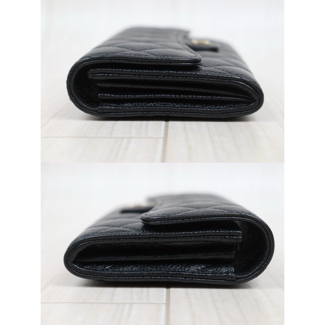 Good ( Rank AB) ｜CHANEL Caviar Skin Black Long Wallet Made In 2016-2017Year｜25122205