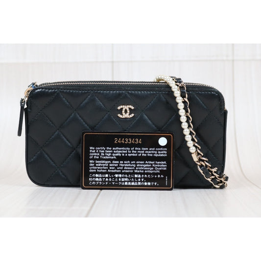 Rank A｜ CHANEL Matrasse Lamb Skin WOC Pearl Chain Shoulder Bag Made In 2017～2018Year ｜S24041702