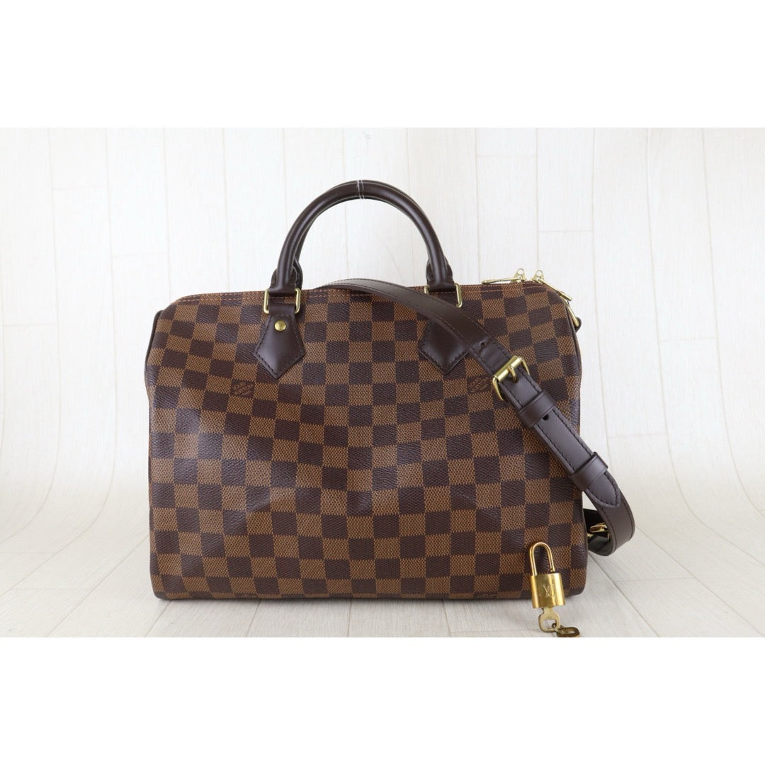 Include Entrupy Certificate of Authenticity｜Very Good ( Rank A) ｜ Louis Vuitton Damier Speedy 30 Hand Bag With Shoulder Strap｜S26072542