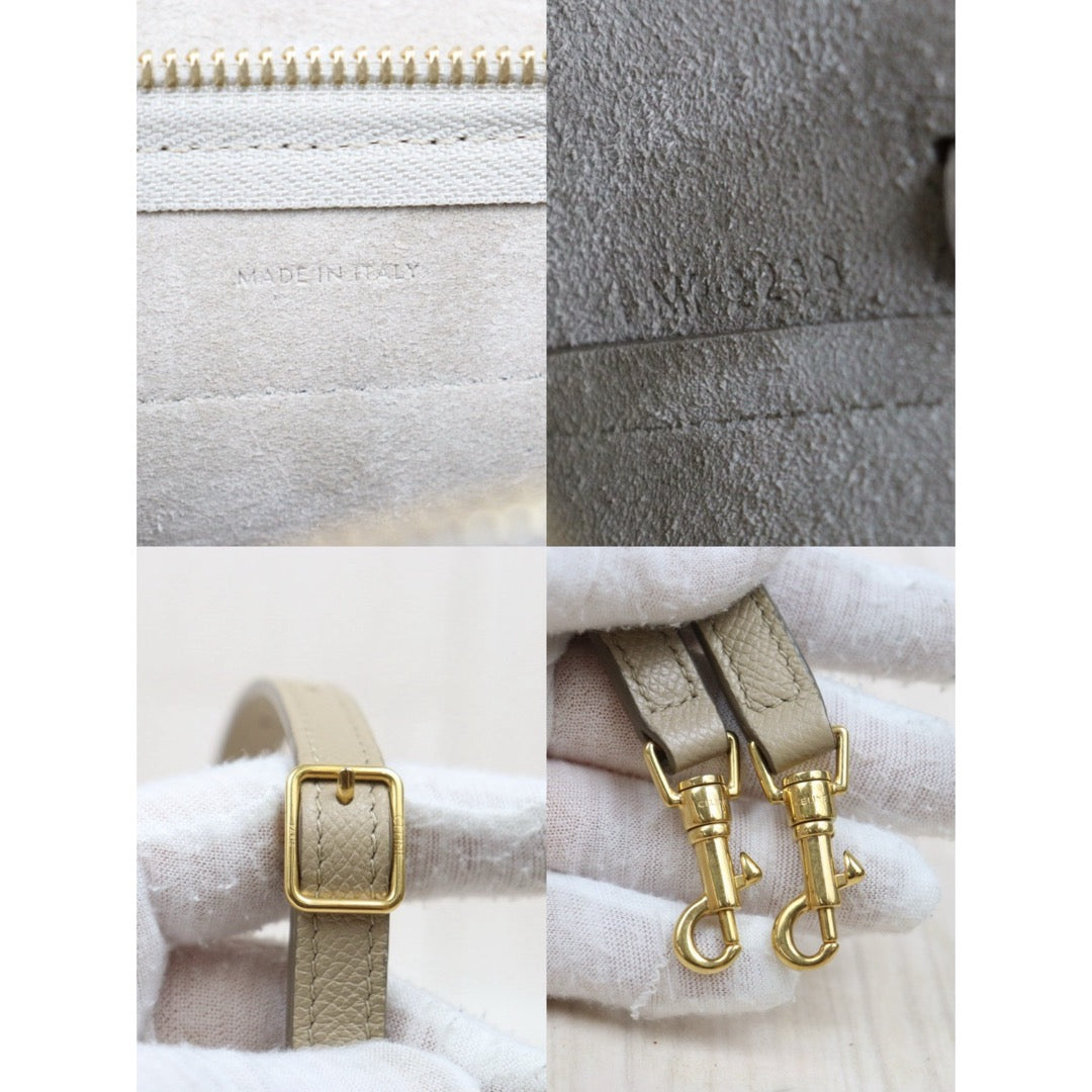 Include Entrupy Certificate of Authenticity｜Very Good ( Rank A)｜CELINE Calf Leather Belt Pico Handbag Shoulder Bag Beige｜S26031514