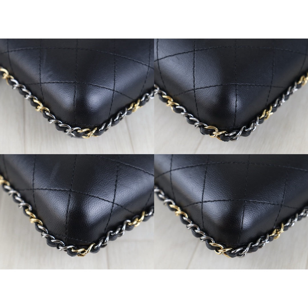 Include Entrupy Certificate of Authenticity｜Very Good（Rank A）｜CHANEL Calfskin Mixed Metal Hardeare Chain Phone Holder Shoulder Bag Black Made in 2016-2017Year｜S26090741