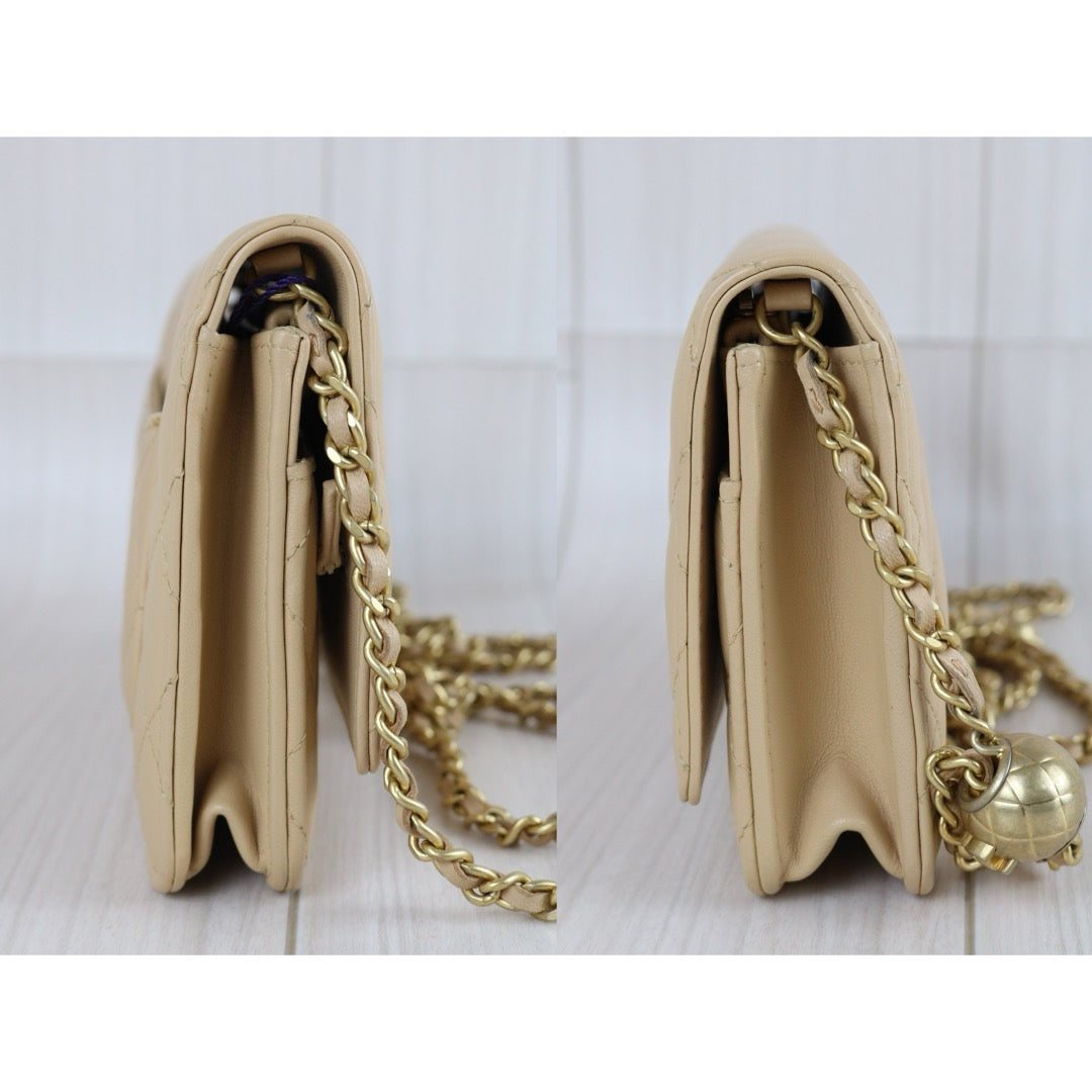 Include Entrupy Certificate of Authenticity｜Very Good ( Rank A)｜CHANEL Calfskin WOC Chain Bag Beige IC Chips Model｜S26060109