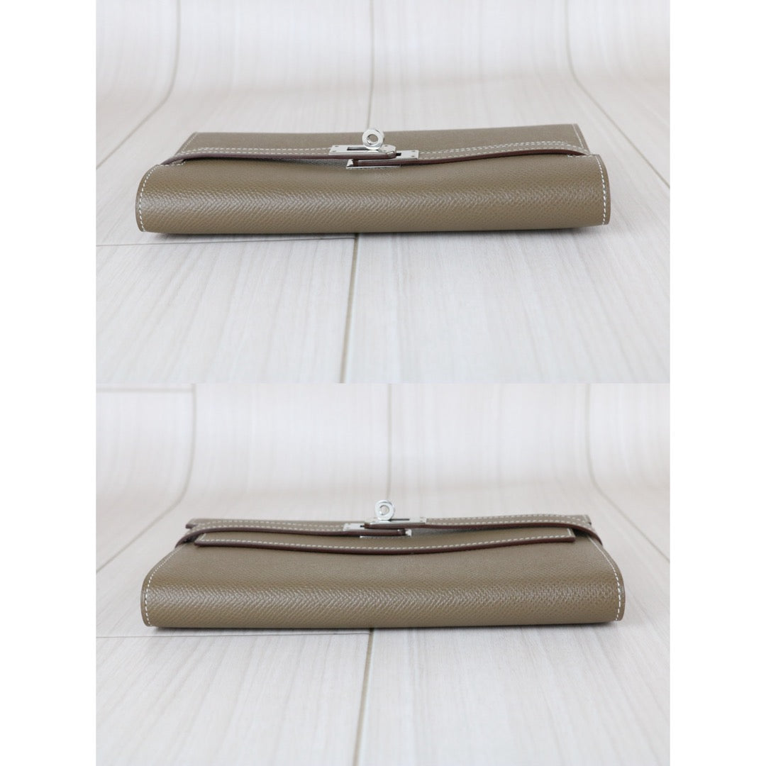 Very Good ( Rank A)｜ HERMES Epsom Kelly Wallet Etoupe Gray □X Stamp Made In 2016Year｜X25110337
