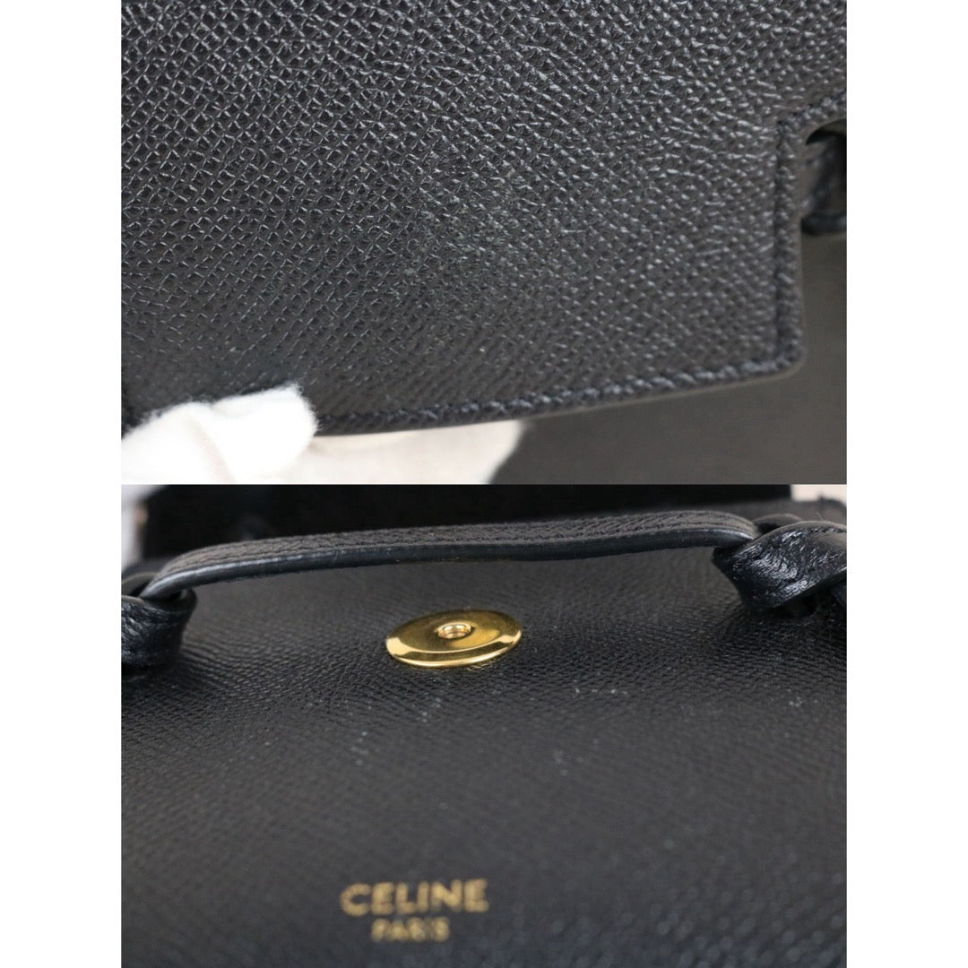 Include Entrupy Certificate of Authenticity｜Good ( Rank AB)｜CELINE Calf Leather  Belt Nano Handbag Shoulder Bag Black｜X26072549