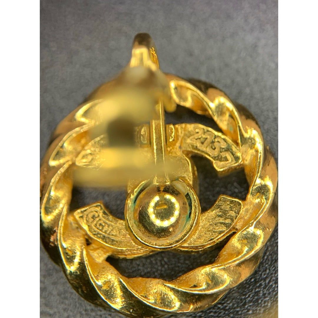 Good ( Rank AB) ｜CHANEL Coco Mark Gold 24 Plated Rhinestone Earrings｜V25061912