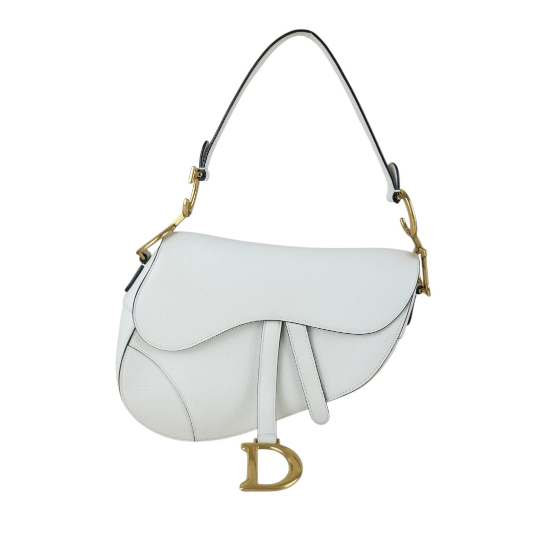 Very Good ( Rank A)｜Dior Trotter Saddle Shoulder Bag Medium White Current Model｜S25091009