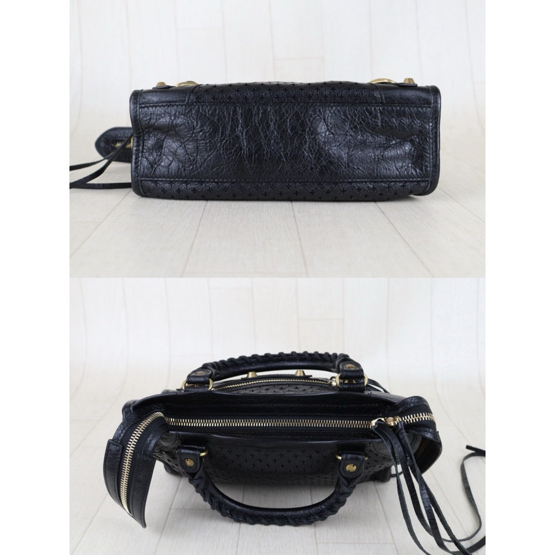 Very Good ( Rank A)｜Balenciaga Calf Leather Le City Mini Handbag Shoulder Bag Black｜S26022613