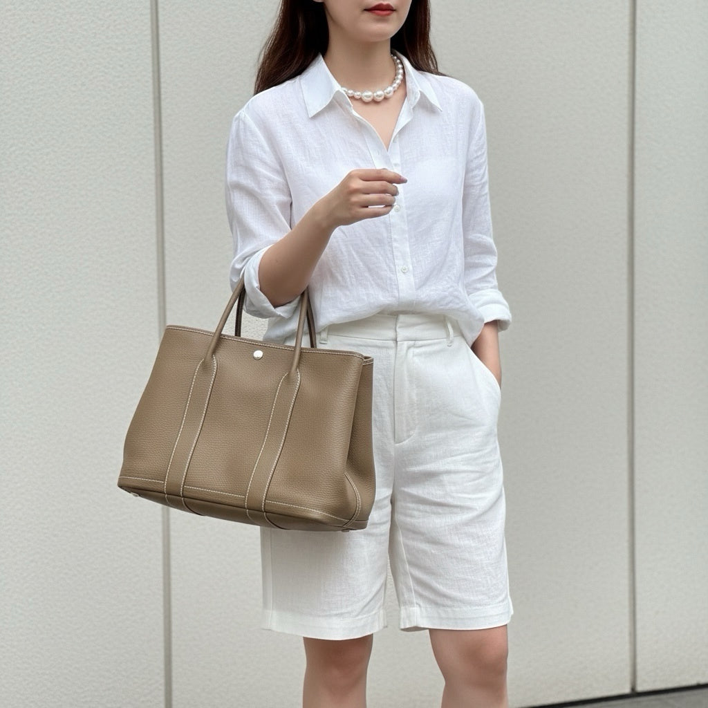 Include Entrupy Certificate of Authenticity｜Good ( Rank AB)｜ HERMES Garden Party PM Negonda Leather Etope Handbag X Stamp Made in 2016Year ｜W26052203
