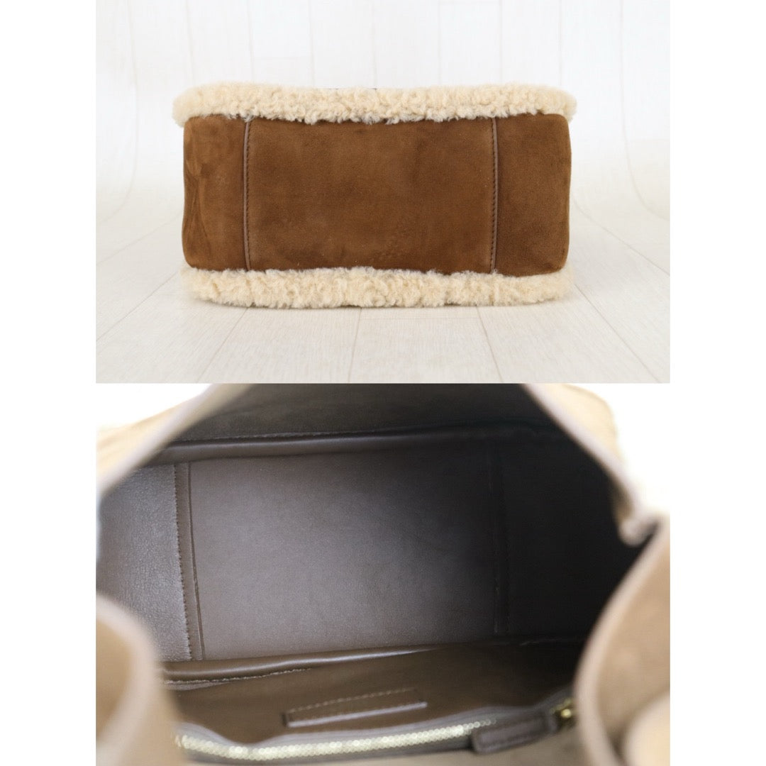 Include Entrupy Certificate of Authenticity｜Very Good ( Rank A)｜  Saint Laurent YSL Small Le5A7 Supple Hobo Bag in Suede and Shearling｜Z26092912