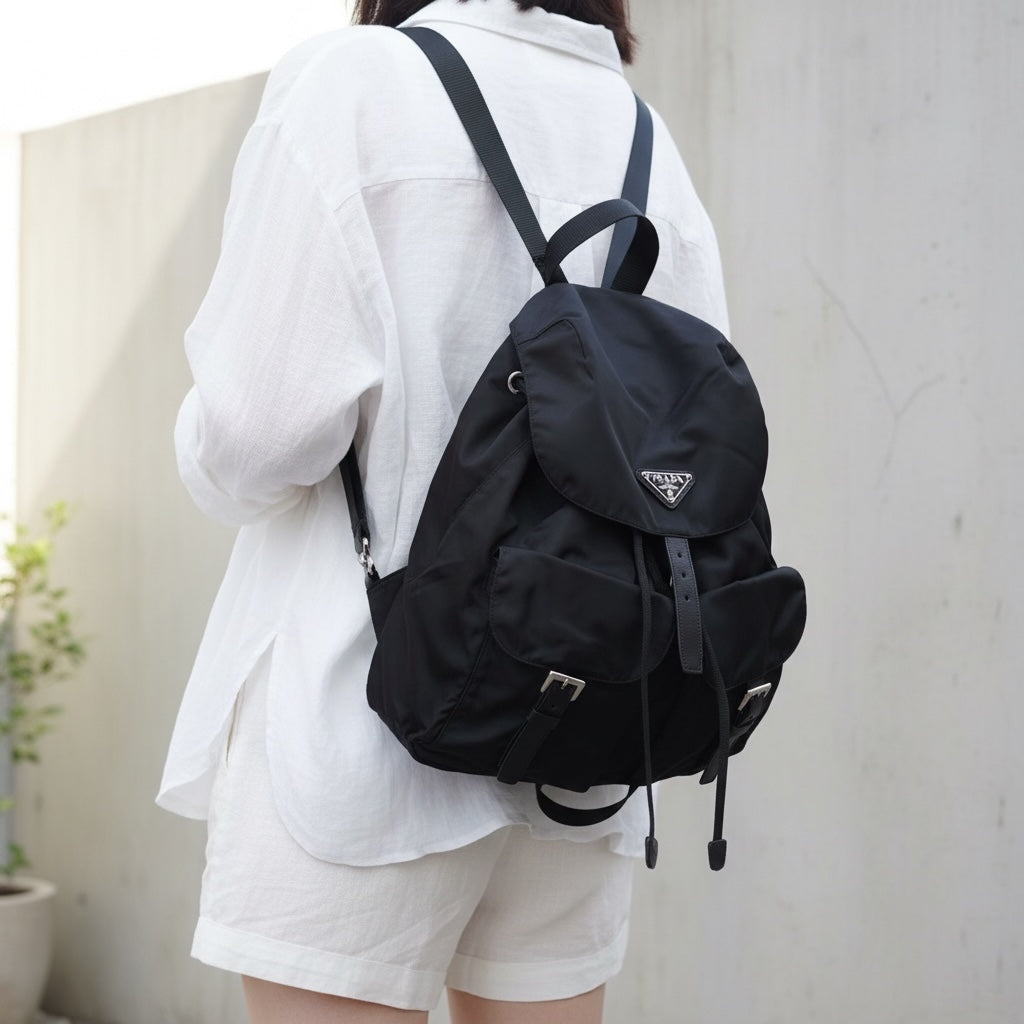 Include Entrupy Certificate of Authenticity｜Very Good ( Rank A)｜Prada Nylon Backpack Medium Black｜26060403