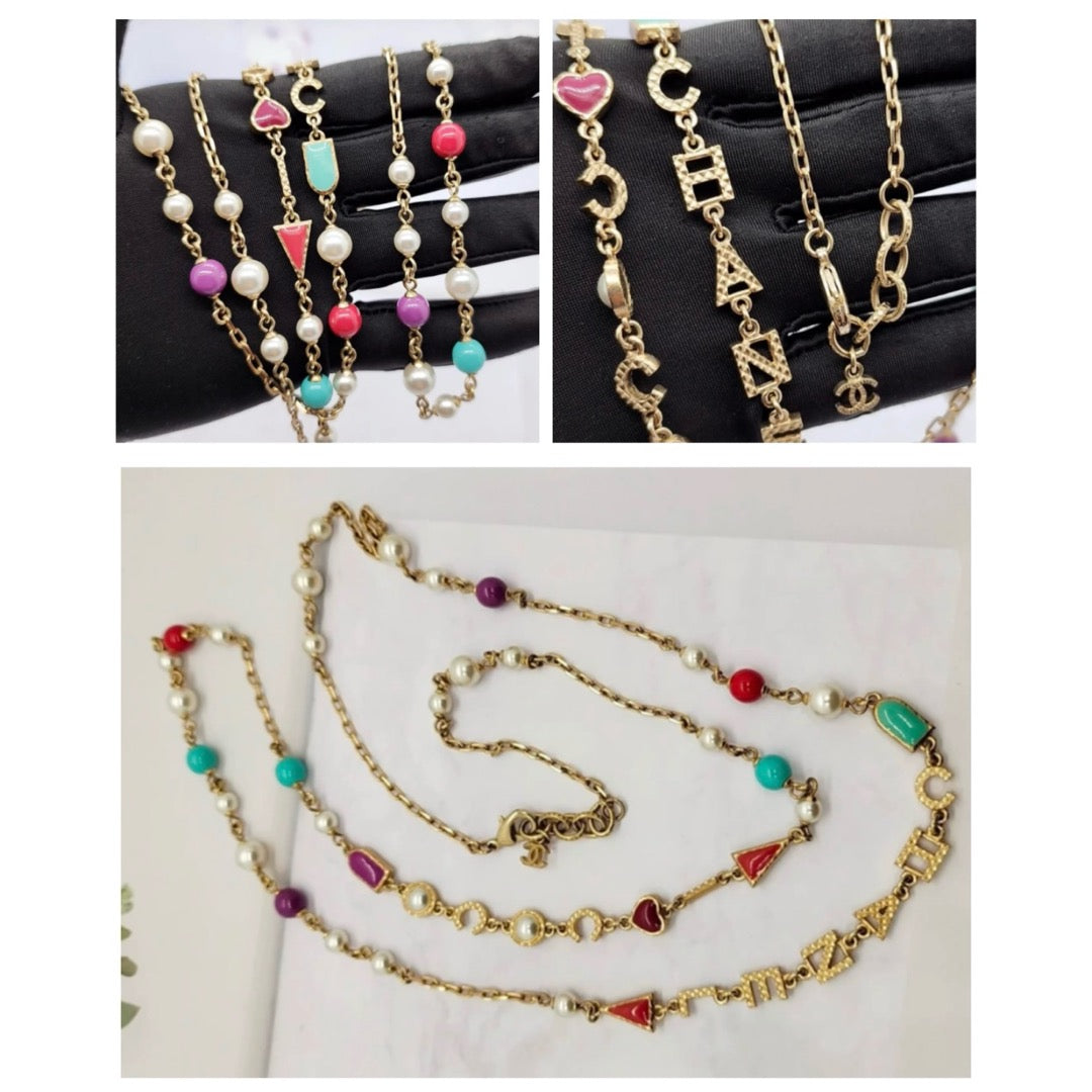 Very Good ( Rank A) ｜CHANEL COCO Mark  Colored Pearls  Long Necklace ｜F25022007