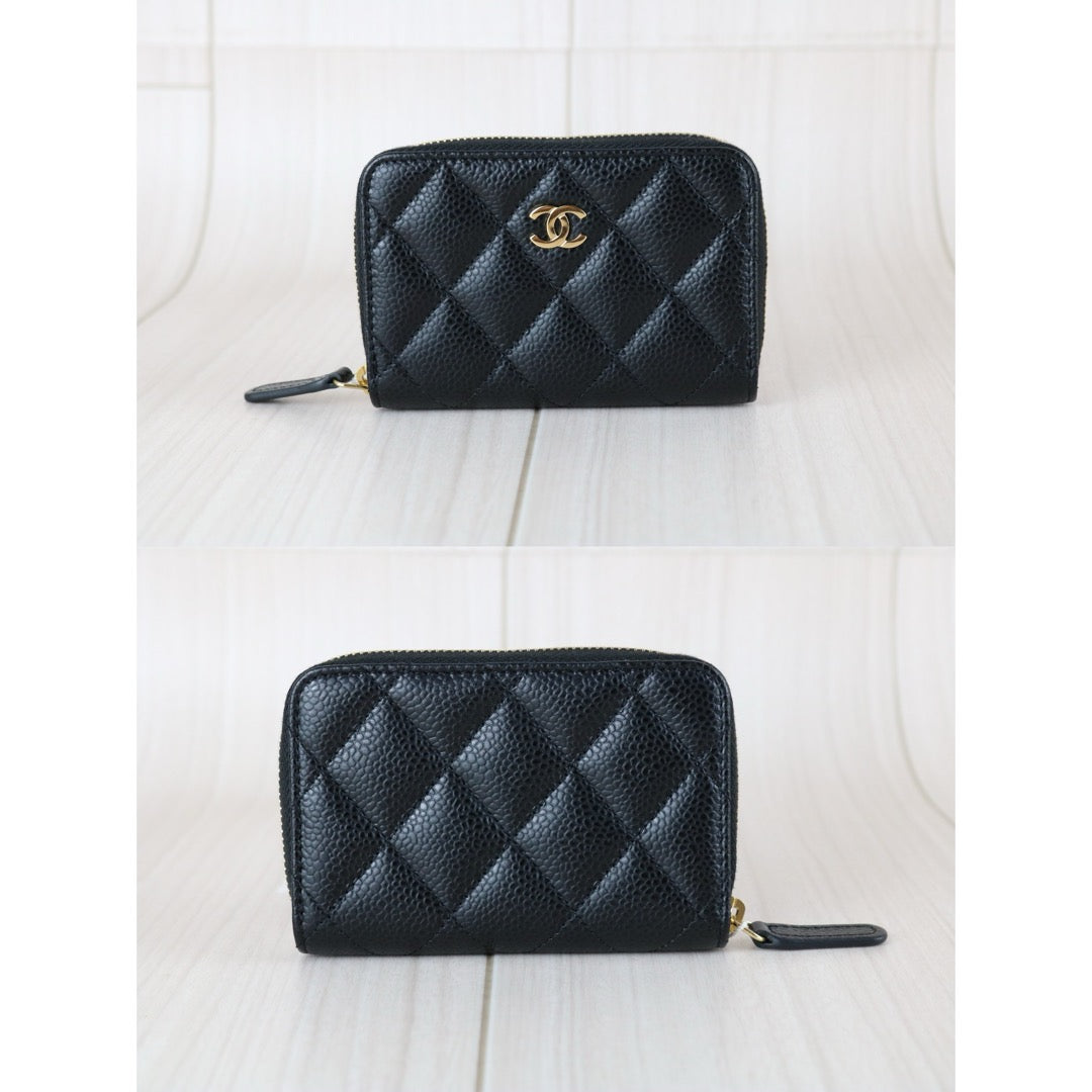 Excellent（Rank SA）｜CHANEL Caviar Skin Calf Leather Coin Purse Black Made In 2018~2019 Year｜X25060311