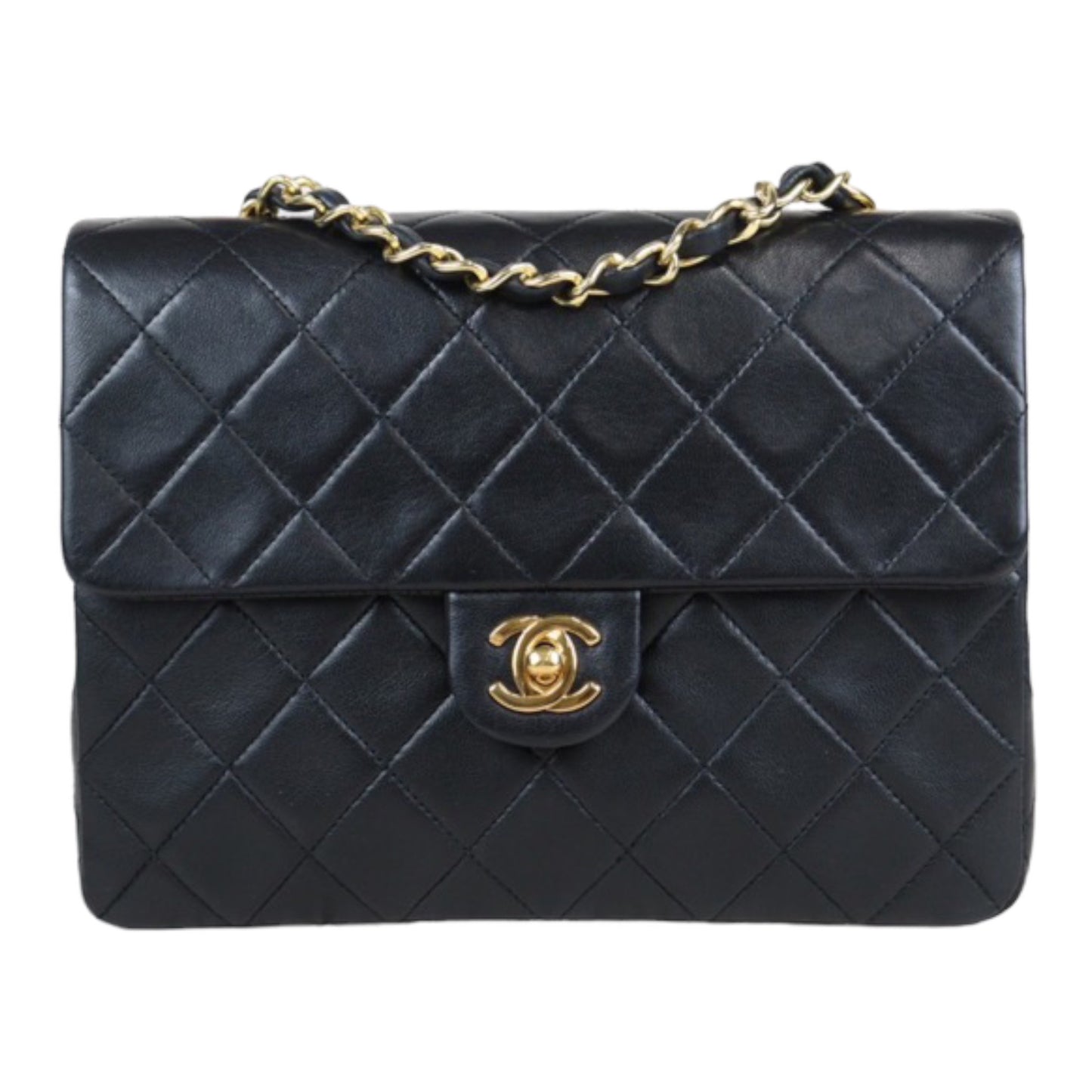 Rank AB ｜ CHANEL Black Lanbskin Square 20 Shoulder Bag Made In 1989～1991 Year｜23101211