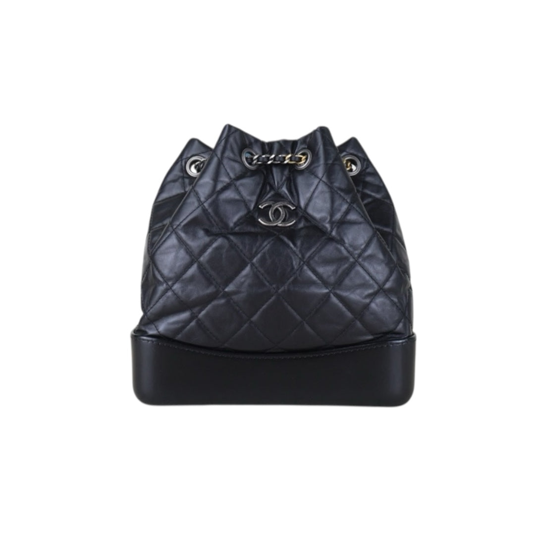 Include Entrupy Certificate of Authenticity｜Very Good（Rank A）｜ CHANEL Gabrielle Calfskin Chain Backpack PM Black Made In 2018-2019Year｜S26090743