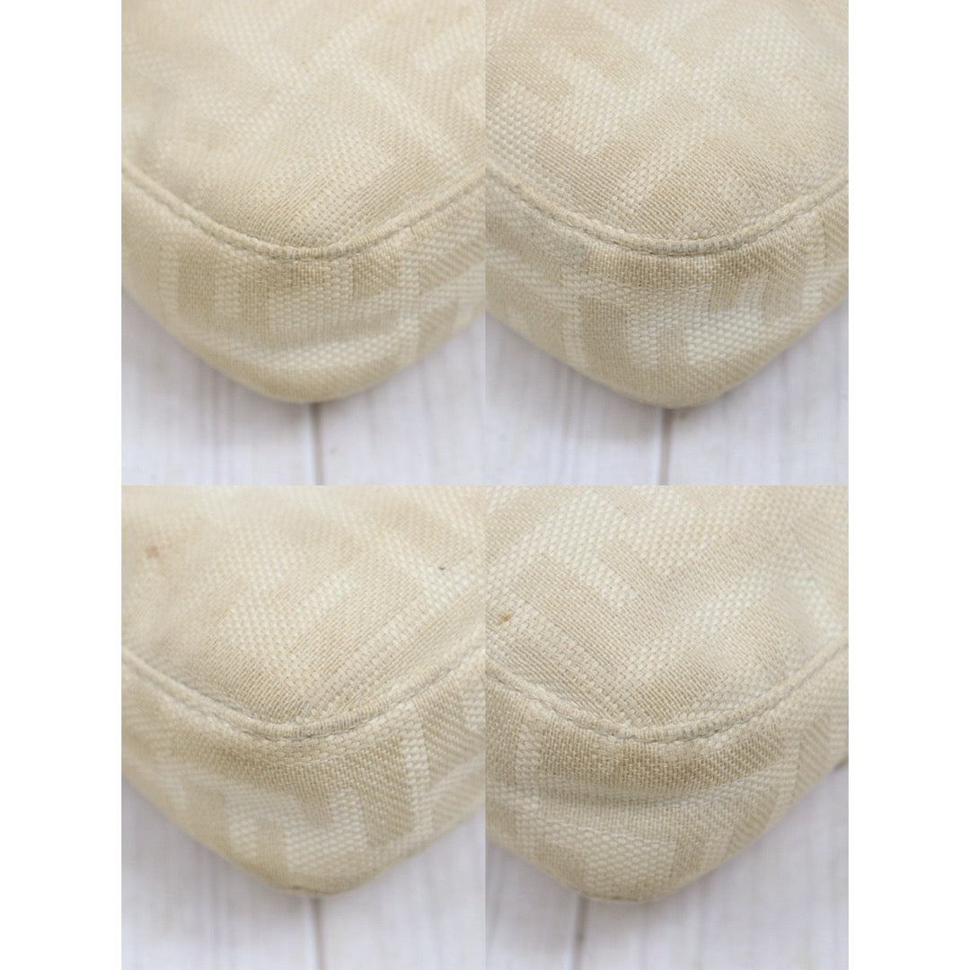 Include Entrupy Certificate of Authenticity｜Fair ( Rank B)｜ FENDI Zucca Mamma Baguette Shoulder Bag Beige｜26070317