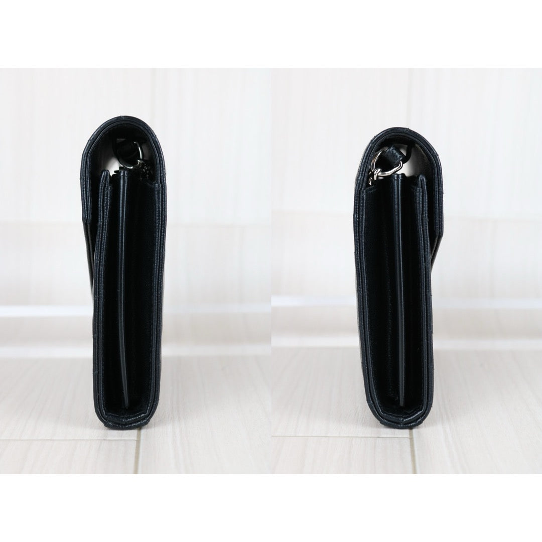 Very Good ( Rank A)｜Saint Laurent YSL Caviar Skin Shoulder Bag Black｜S25060303