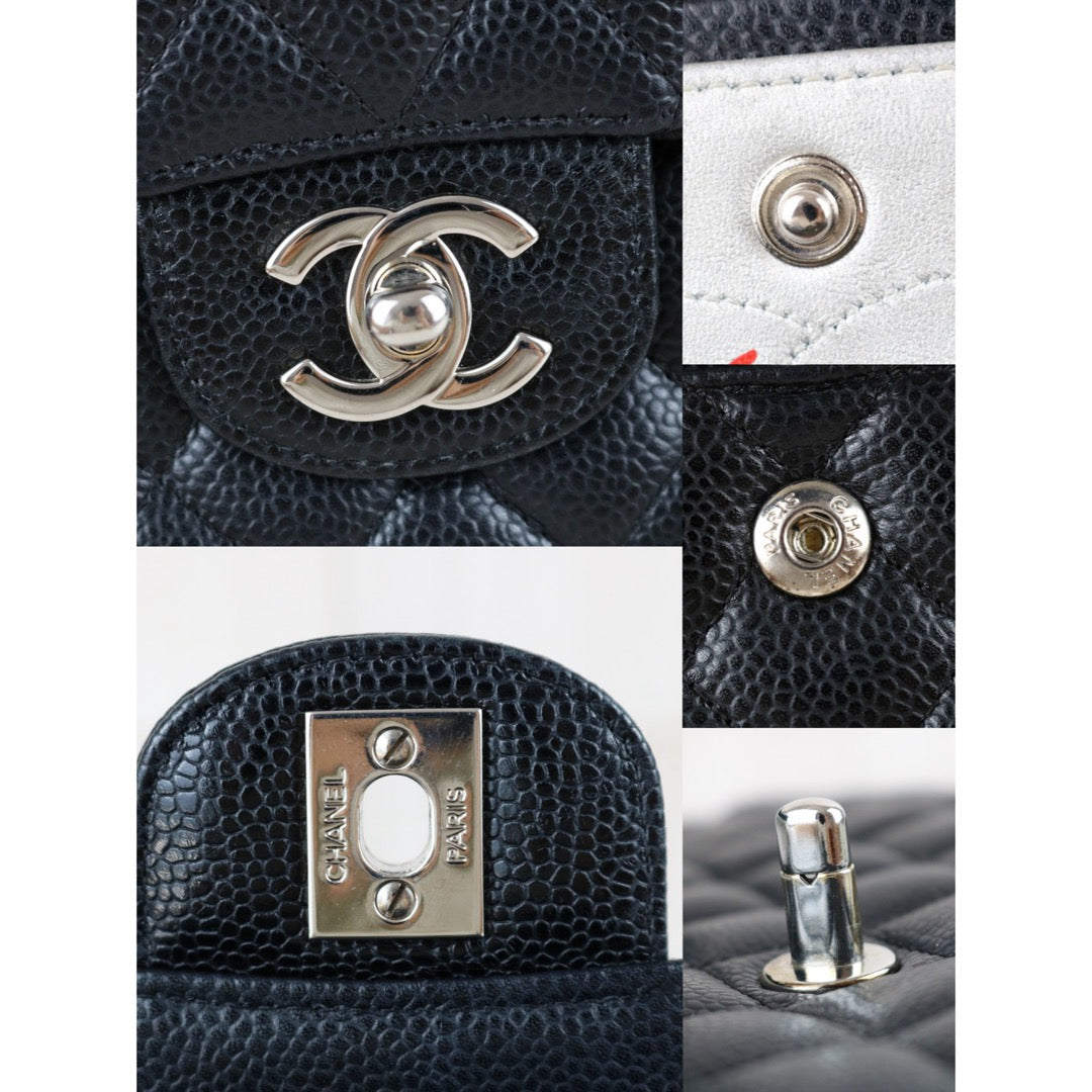 Include Entrupy Certificate of Authenticity｜Very Good ( Rank A)｜ CHANEL Caviar Skin Calf Leather Double Flap 25 Shoulder Bag Karl Lagerfeld Signed Limited Edition Made in 2008-2009 Year｜X26040822