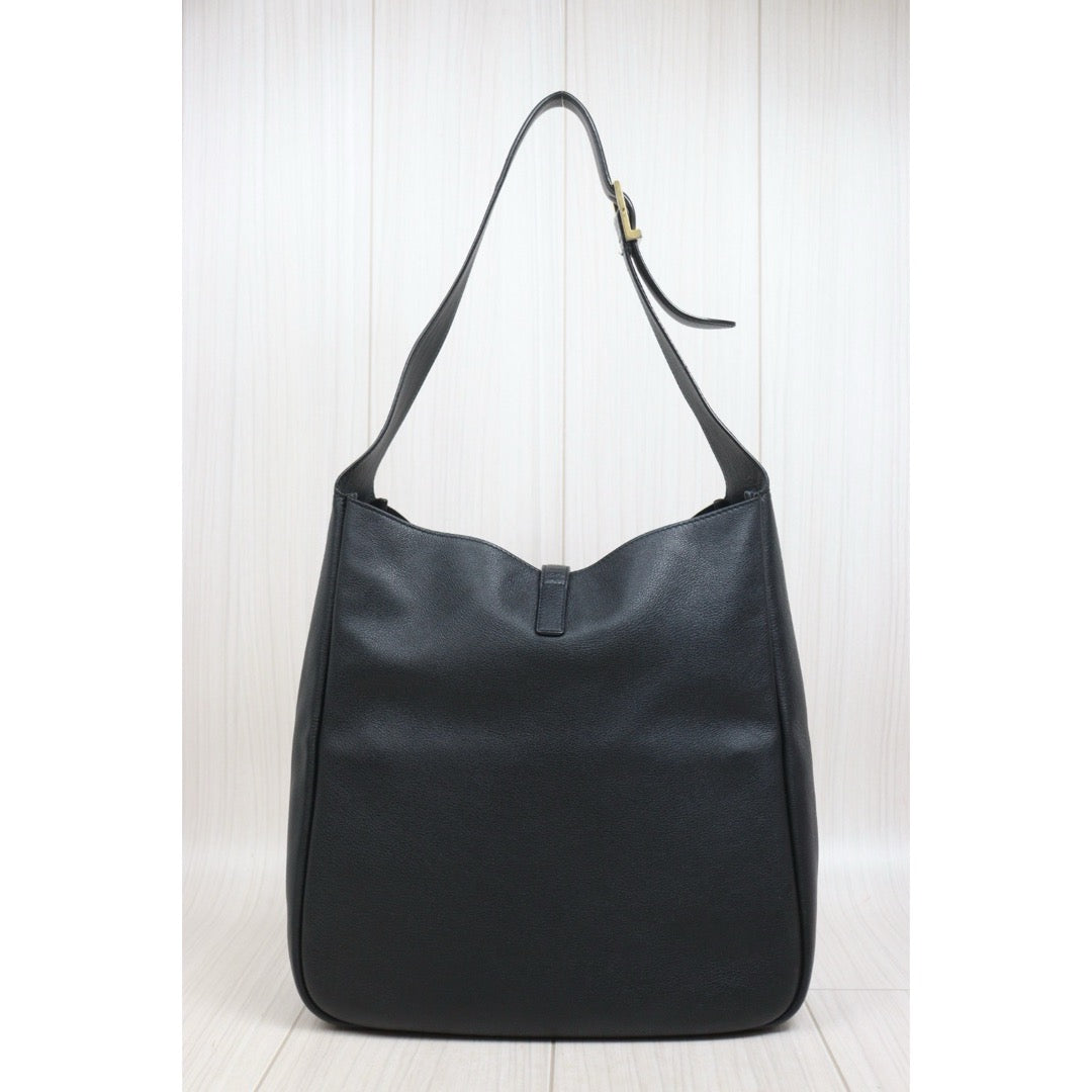 Include Entrupy Certificate of Authenticity｜Good ( Rank AB)｜  Saint Laurent YSL Calf Leather Hobo Shoulder Bag Black MM｜S26060618