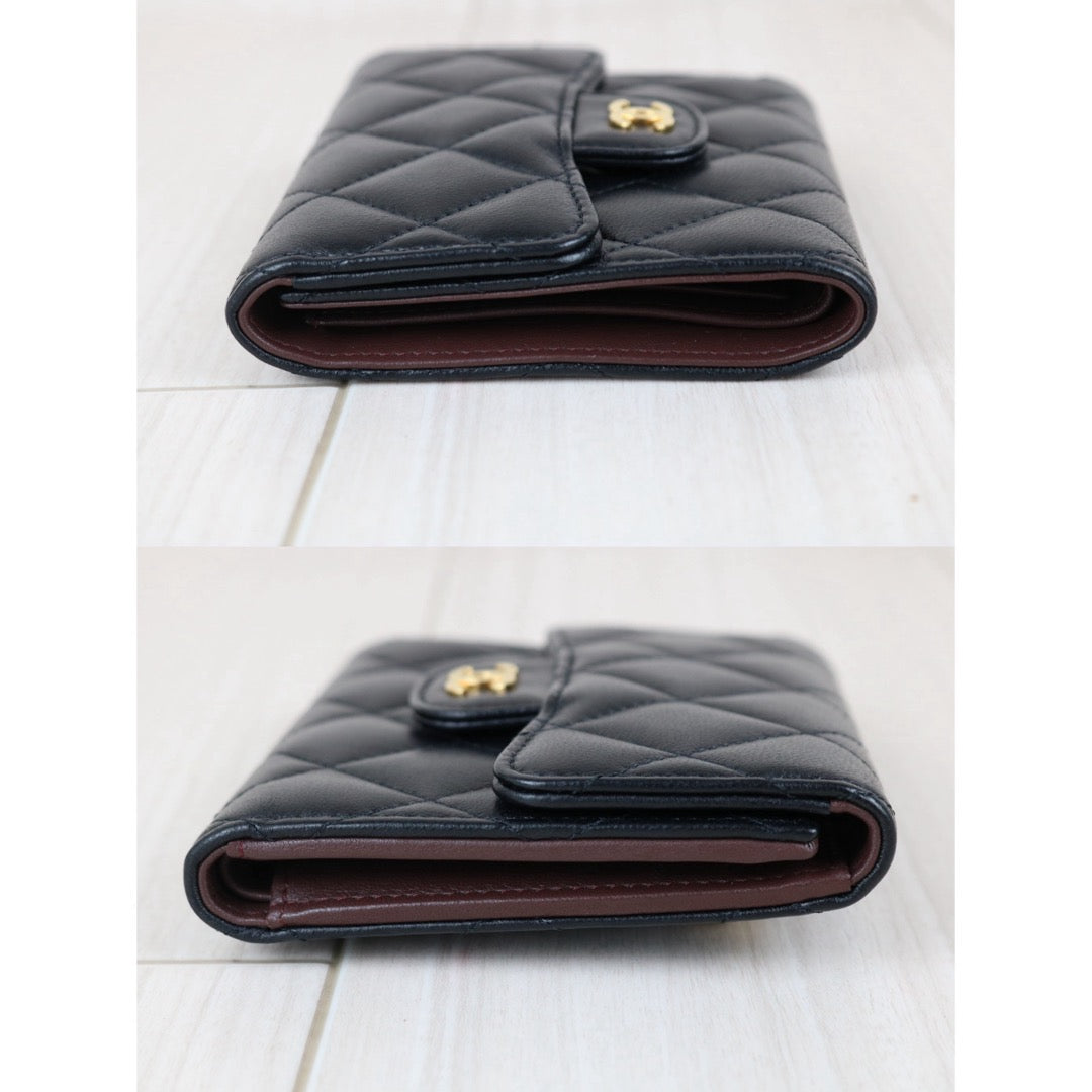 Include Entrupy Certificate of Authenticity｜Very Good ( Rank A)｜CHANEL Lamb Skin Black Wallet Made In 2018-2019Year｜S26050703