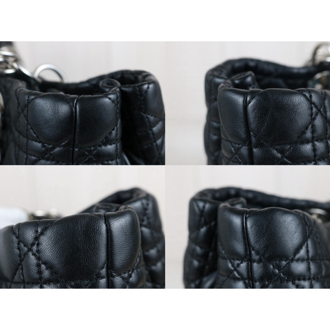Include Entrupy Certificate of Authenticity｜Good ( Rank AB)｜  Dior Lamb Skin Large Lady Dior Tote Bag Black ｜S26053001