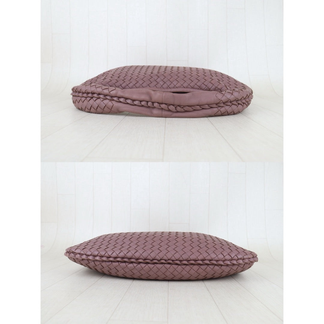 Include Entrupy Certificate of Authenticity｜Good ( Rank AB) Bottega Veneta Lamb Skin Braid Shoulder Bag Dark Purple Cameo｜S26041408
