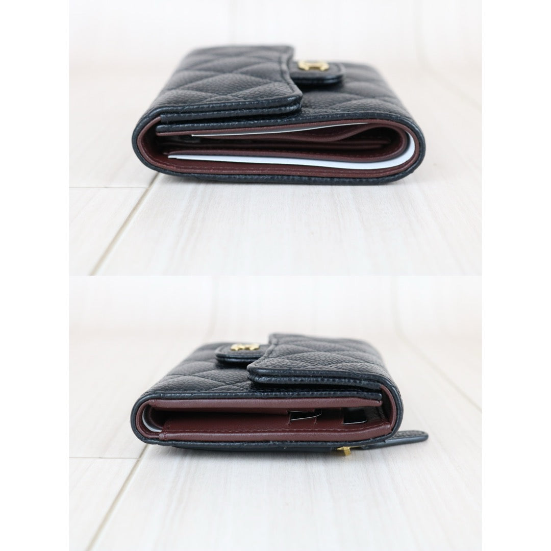 Very Good ( Rank A)｜Chanel Caviar Skin Black Wallet Made In 2019Year ｜X25070607