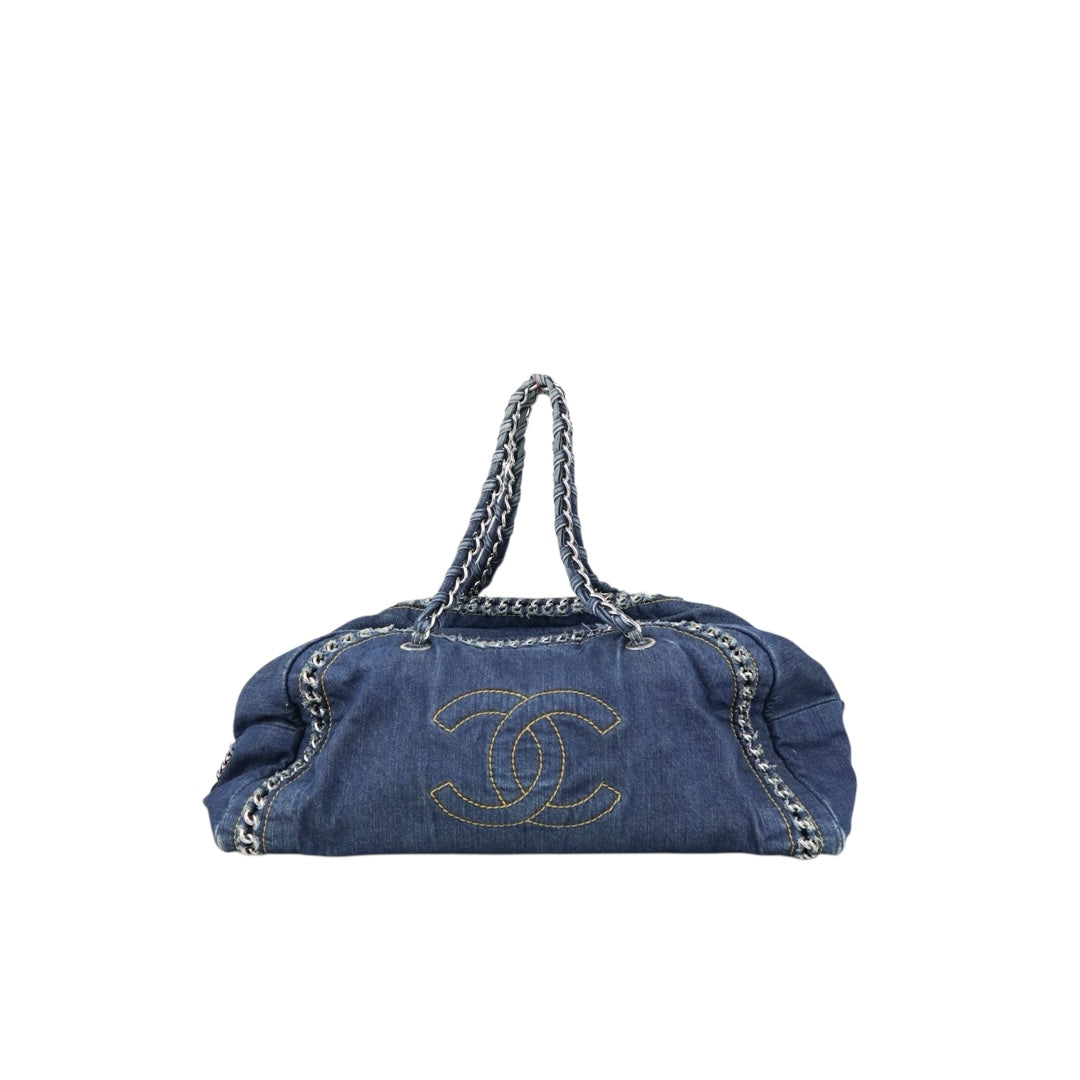 Good ( Rank AB)｜ CHANEL Denim Vintage  Bowling Bag Blue Made In 2005- 2006Year｜J25060506