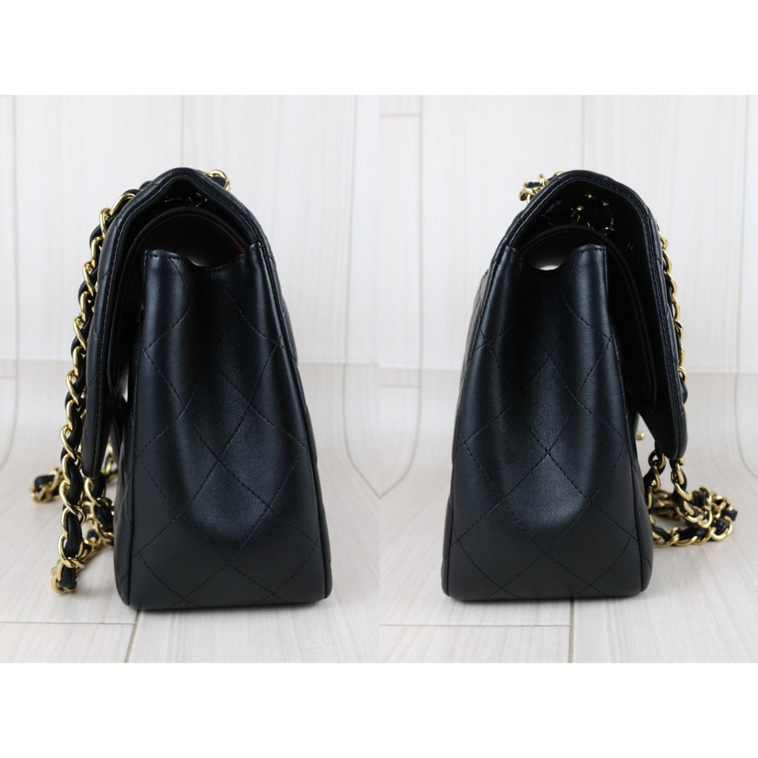 Include Entrupy Certificate of Authenticity｜Good ( Rank AB)｜ CHANEL Matrasse Chain Lamb Skin Jumbo Black  Made In 2015-2016 Year｜S26041401