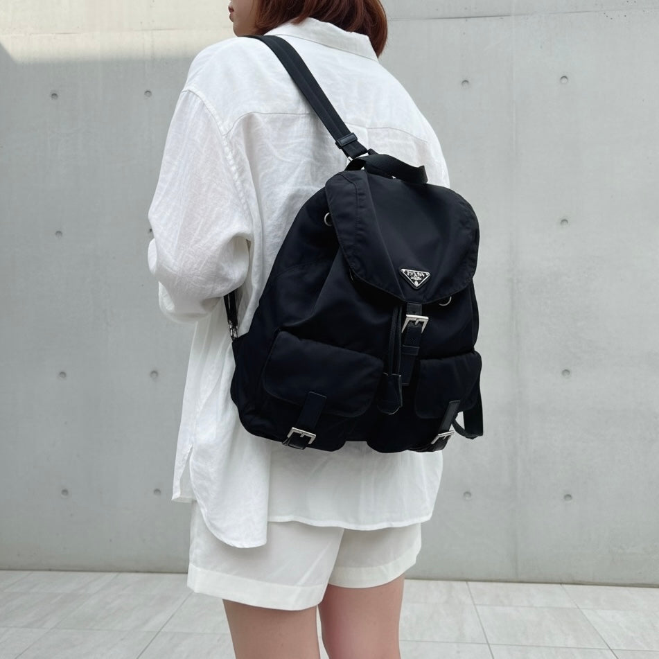 Include Entrupy Certificate of Authenticity｜Good ( Rank AB) ｜Prada  Nylon Black Backpack Medium｜26062602