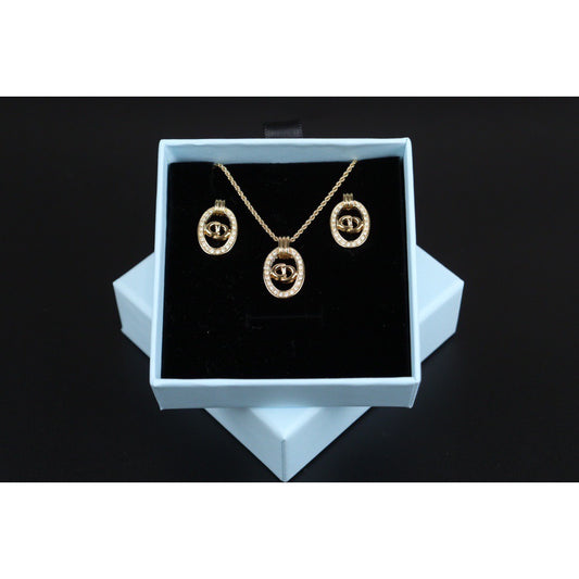 Rank A ｜ Dior CD Earring Necklace Set Gold｜23120710