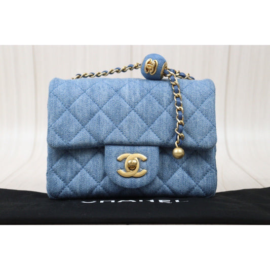 Very Good ( Rank A) ｜ CHANEL Denim 17 Small Flap Chain Shoulder ｜S24061727