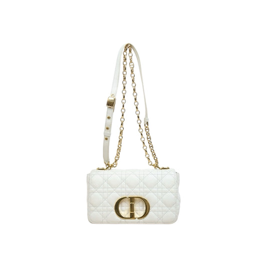 Include Entrupy Certificate of Authenticity｜Good ( Rank AB) ｜Dior Caro Calf Leather Chain Shoulder Bag PM White  ｜W26052201