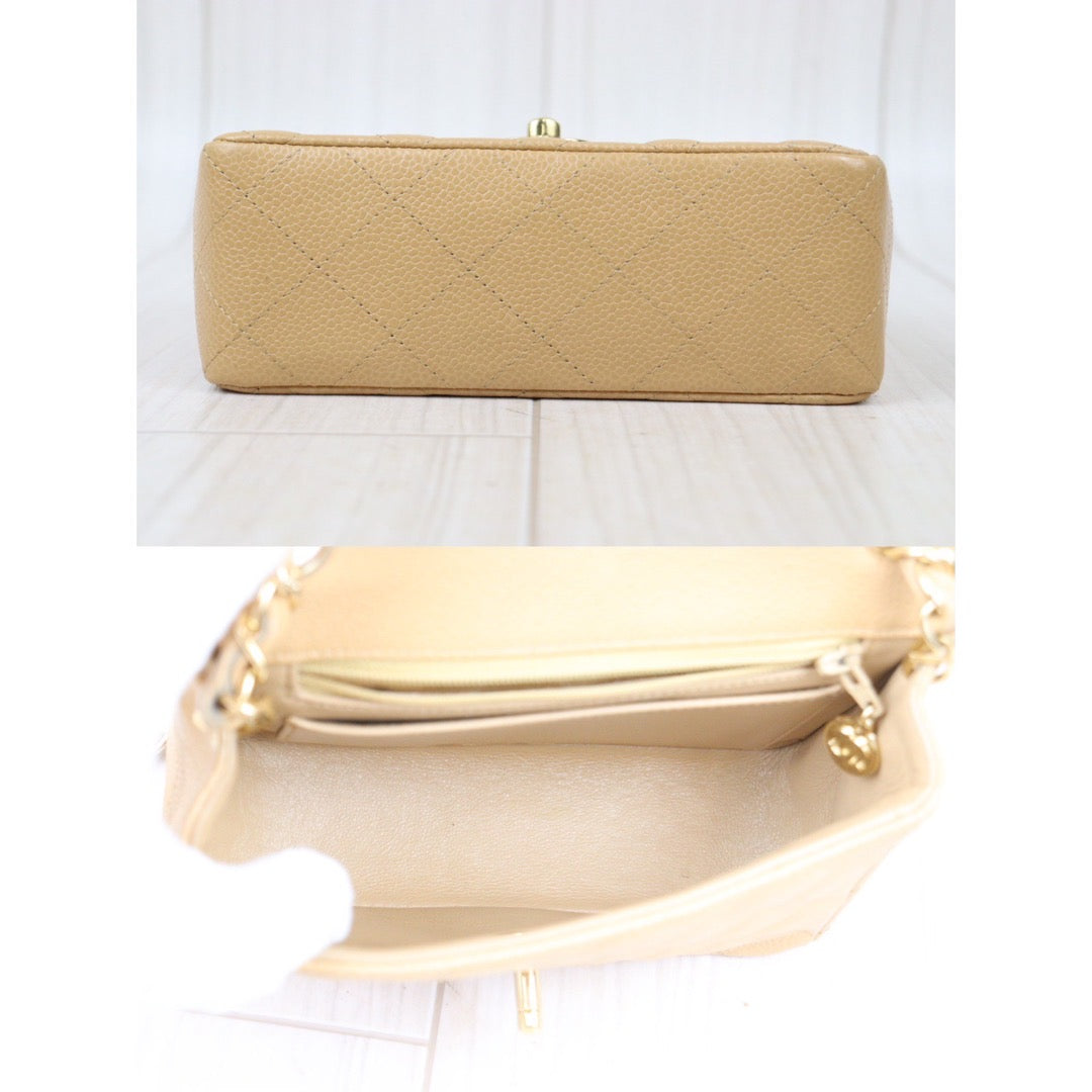 Very Good ( Rank A)｜ CHANEL  Matrasse Caviar Skin 17 Beige Shoulder Bag Made In 2004～2005Year ｜24071502