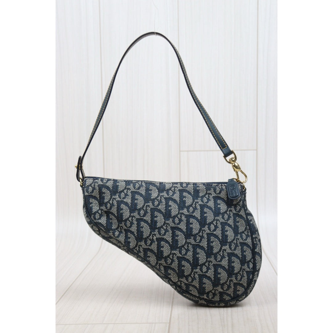 Good ( Rank AB) ｜ Dior Trotter Saddle Pochette Blue Shoulder Bag Small｜26020602
