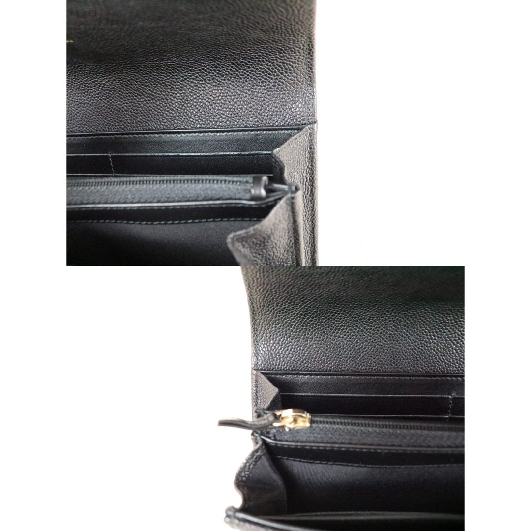 Include Entrupy Certificate of Authenticity｜Very Good ( Rank A)｜Full Set CHANEL Leboy Caviar Skin Black Long Wallet Made In 2017-2018Year｜X26031202