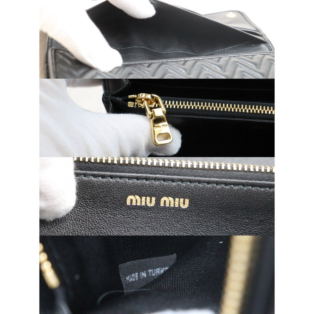 Excellent（Rank SA）｜MiuMiu Lamb Skin Long Style Wallet ｜24110709