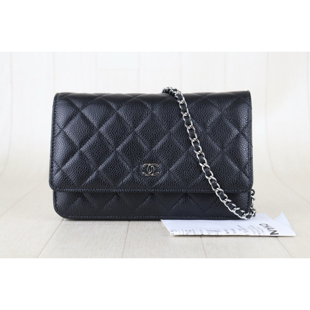 Include Entrupy Certificate of Authenticity｜Very Good ( Rank A)｜CHANEL Caviar Skin WOC Chain Bag Black IC Chips Model｜S26072532