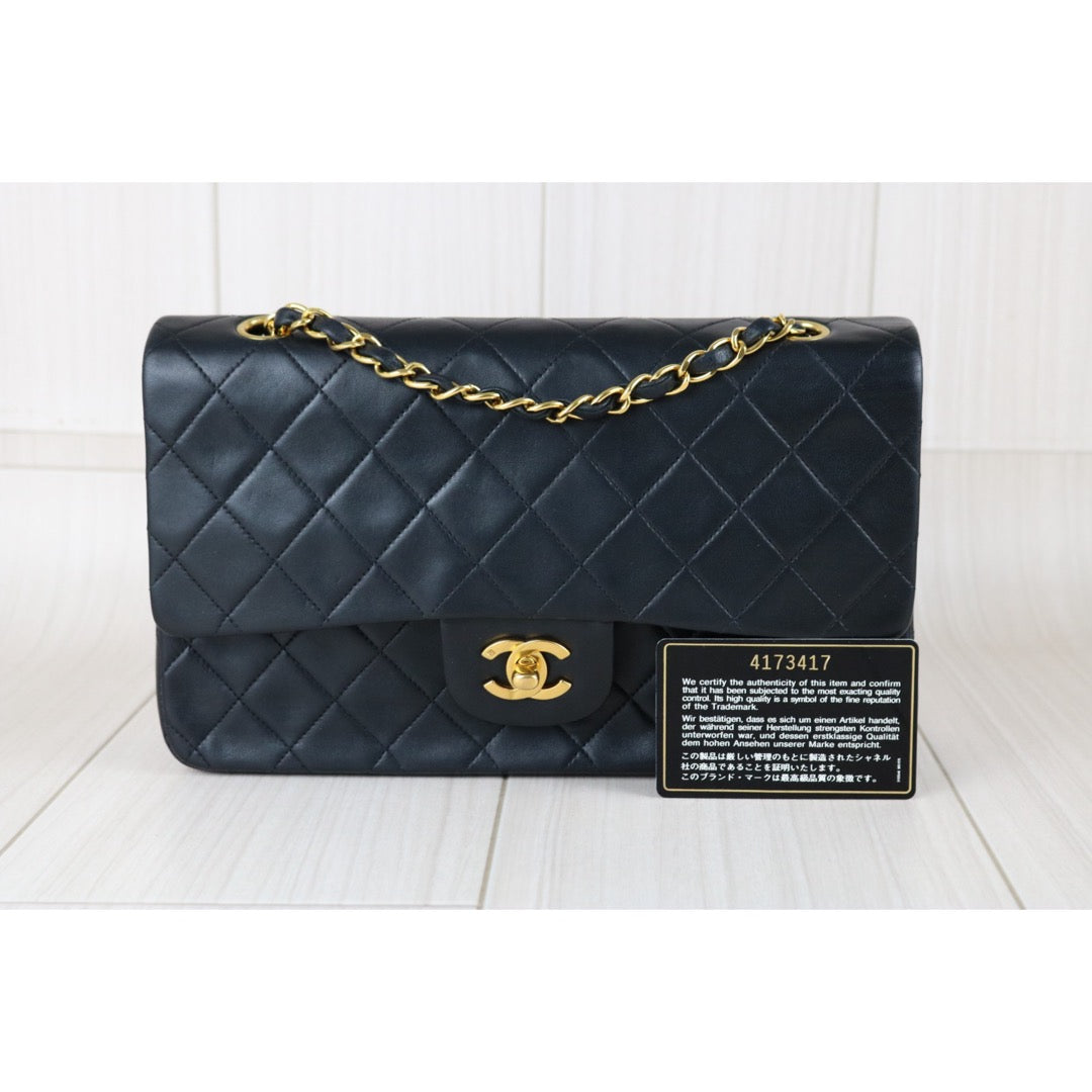 Include Entrupy Certificate of Authenticity｜Very Good ( Rank A)｜ CHANEL Lamb Skin Matrasse Chain Double Flap 25 Shoulder Bag  Black Made In 1996-1997Year｜26020401