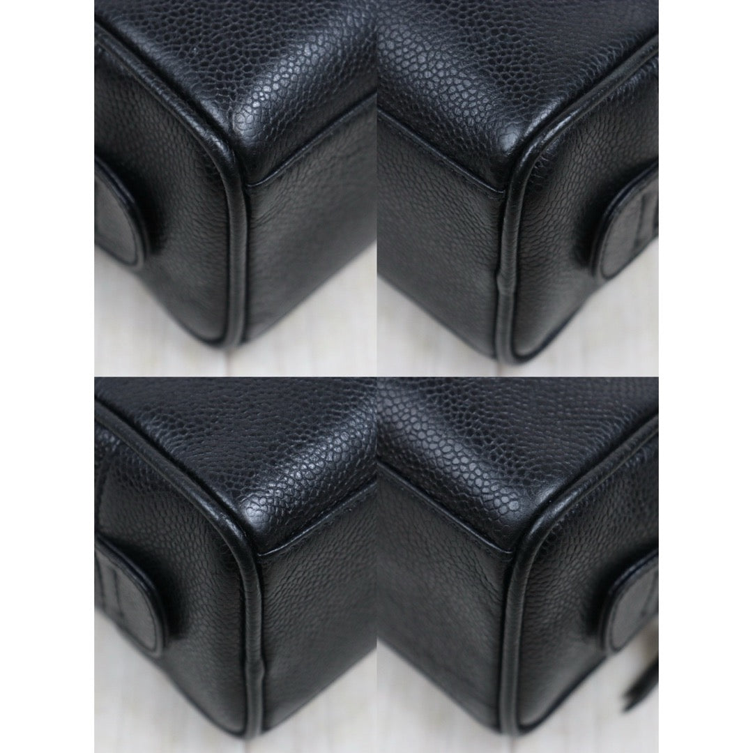 Include Entrupy Certificate of Authenticity｜Good ( Rank AB)｜ CHANEL Caviar Skin Vanity Case  Black Made In 1994-1996 Year｜26062901