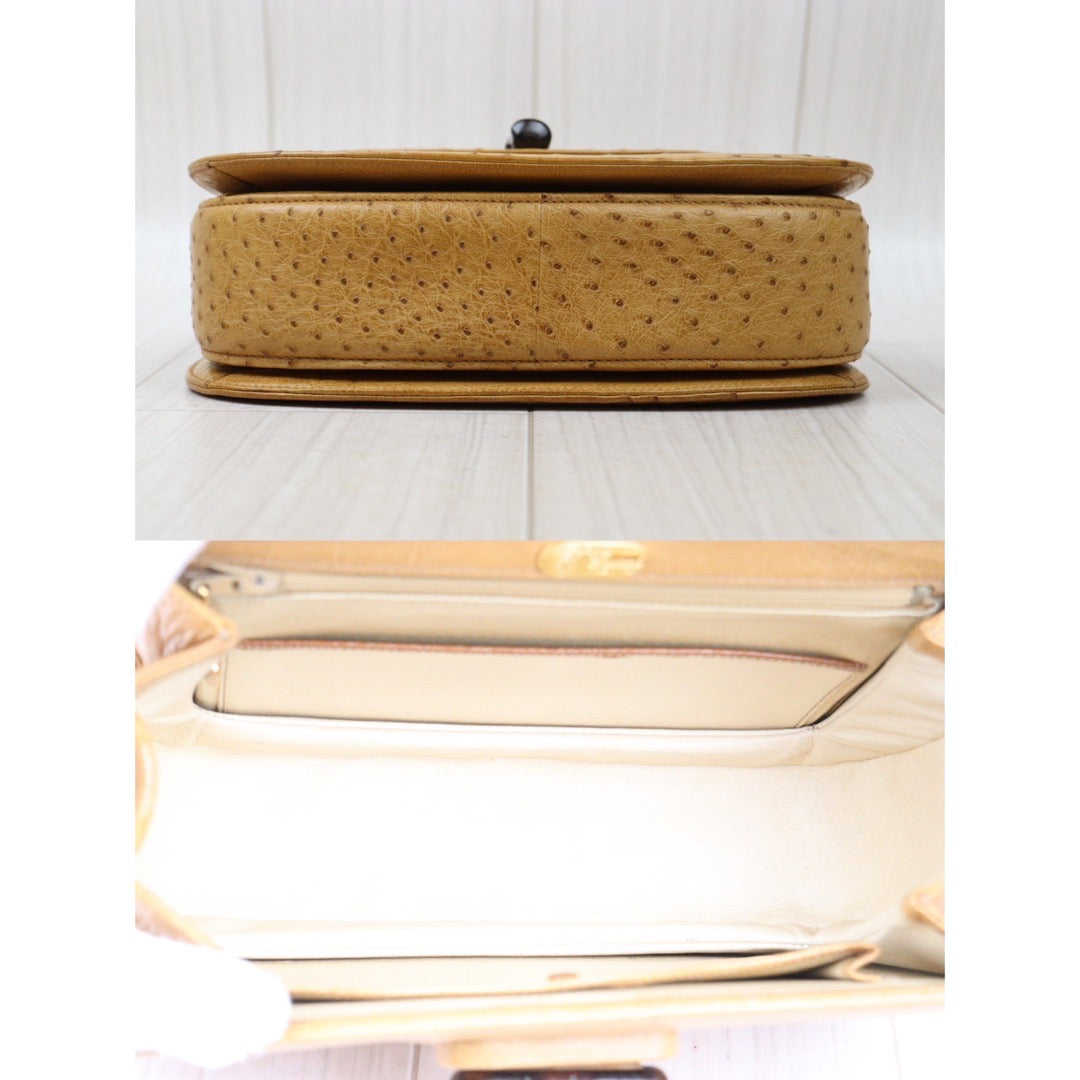 Rank A ｜ GUCCI Vintage Bamboo Ostrich Skin Hand Bag ｜24053019