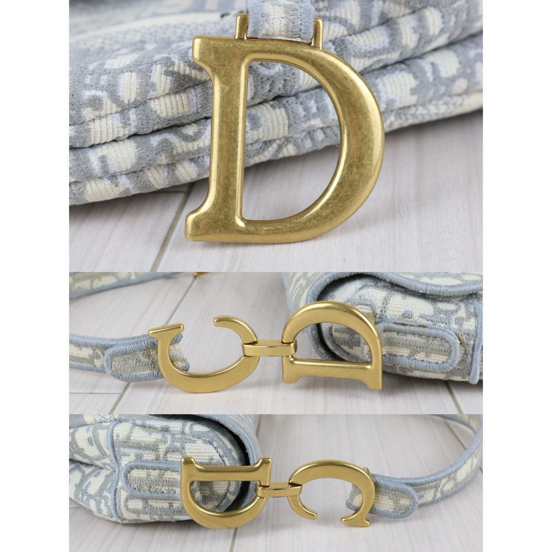 Good ( Rank AB)｜Dior Trotter Saddle Obique Gray Shoulder Bag Medium｜S25110301